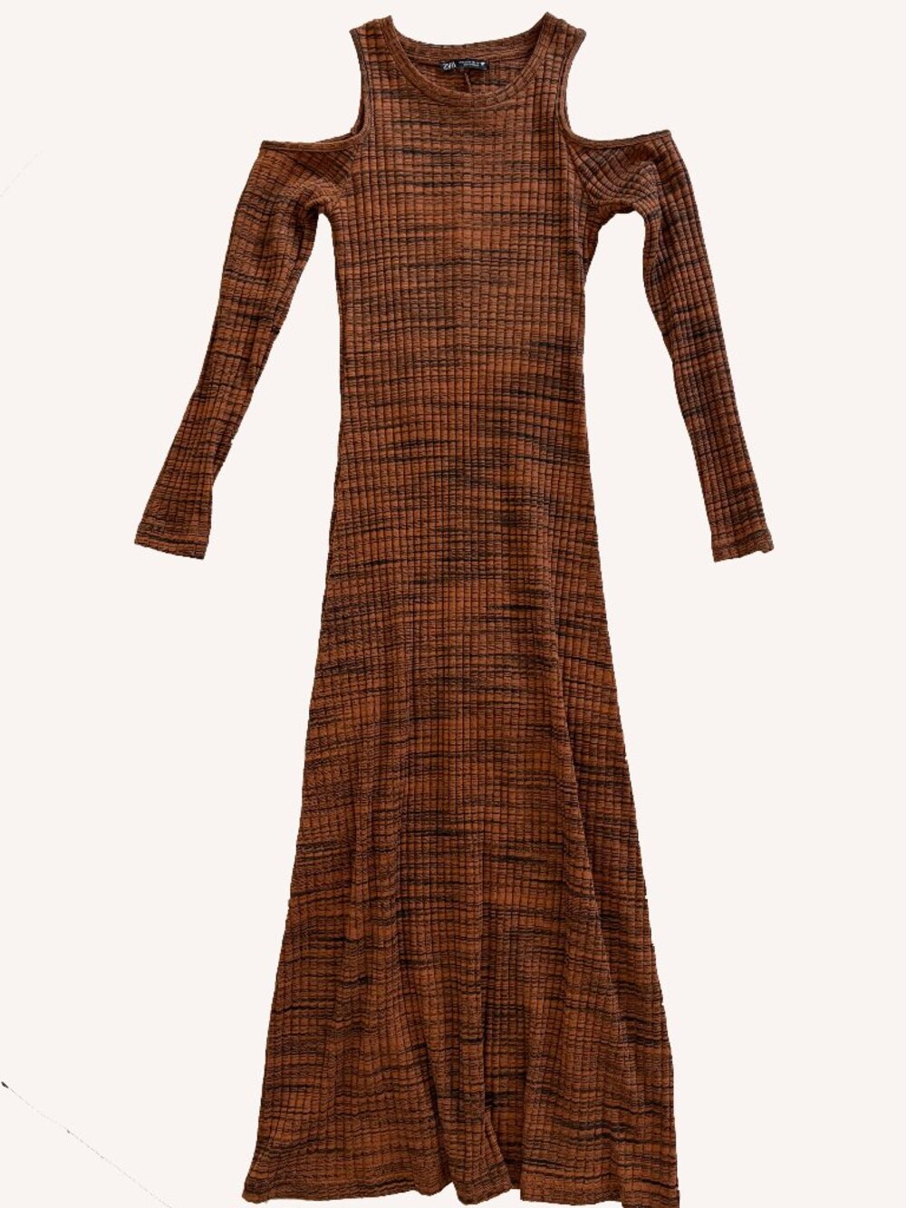 Zara Shoulder Cut Maxi Ribbed Dress Size Small